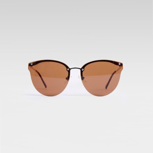Metal Cat Eye Rimless Sunglasses Tan