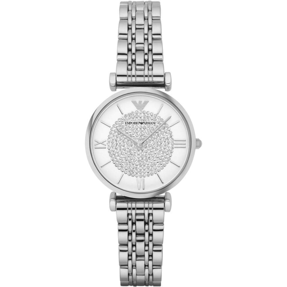 Emporio Armani - Ladies Stainless Steel and Rhinestone Watch AR1925