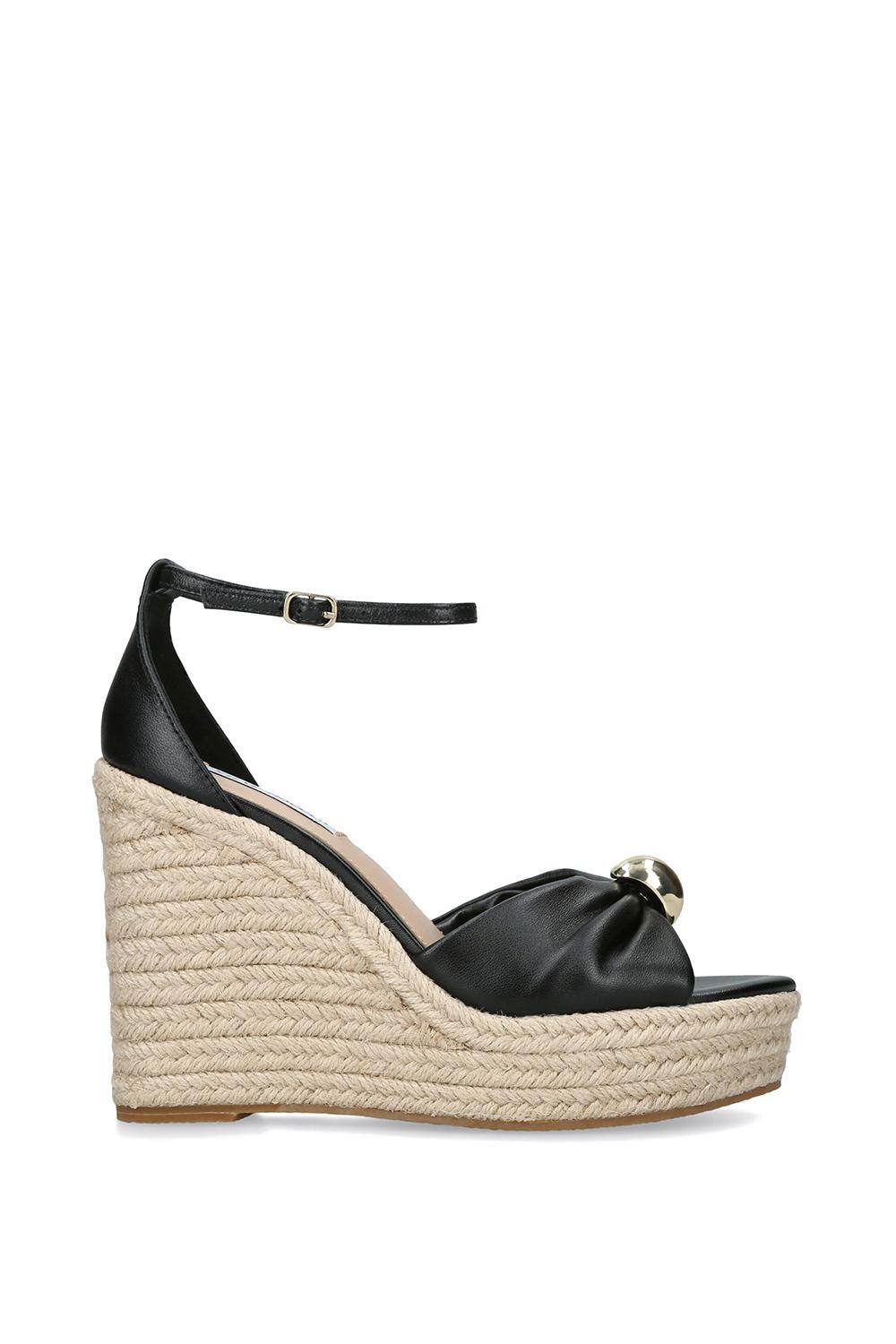 STEVE MADDEN Women's 'Taliya Black' Leather Sandals in Black | Size: 7