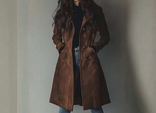 Women's Faux Suede Mid Length Coat